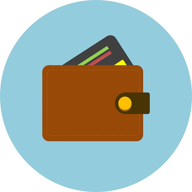 peněženka, kreditní karta, ikona